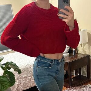 Wild Fable Cropped Red Knit Sweater - Medium